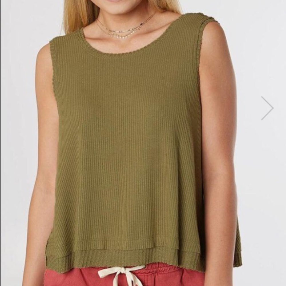 Free People Women's Boxy Tank Top Green Extra Small Shirt Summer